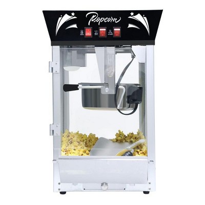 INFURNIC Popcorn Poppers Commercial Popcorn Maker 12 Oz Kettle with Tempered Glass and Warming Deck for Parties, Black, 14.69"*12.91"*23.03"