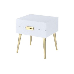 Royal Hampton Square End Table with Drawers, White & Gold - 1 of 4