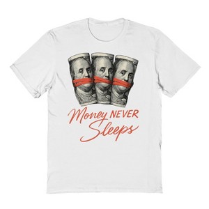 Rerun Island Men's Money Never Sleeps Short Sleeve Graphic Cotton T-Shirt - White XXL - 1 of 4
