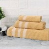 Zero Twist Cotton Ribbed Modern Geometric Border Assorted 3 Piece Bathroom Towel Set by Blue Nile Mills - 2 of 4