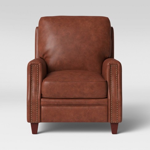Bolton Pushback Recliner Faux Leather, Brown Faux Leather Recliner Chair