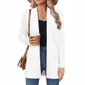 INSPIRE CHIC Women's Casual Open Front Long Sleeve Stretchy Soft Knit Sweater Cardigans - 1 of 4