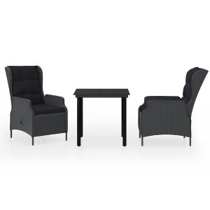 vidaXL Patio Dining Set Outdoor Dining Set Table and Chair Set for Garden - Dark Gray 3 Piece 31.5" Table - 1 of 4