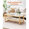 VEVOR Rattan Coffee Table, Rectangle Rattan Woven Wood Coffee Table with Tempered Glass Top, 45-Inch Modern Boho Storage Coffee Table with Wood Legs - 3 of 4