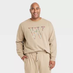 Houston White Adult Plus Size Crewneck Pullover Sweater - Khaki 5XL