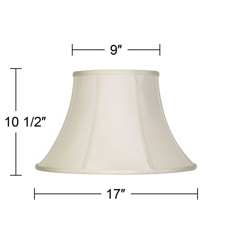 Imperial Shade Set of 2 Bell Lamp Shades Cream Large 9" Top x 17" Bottom x 11" Slant x 10.5" High Spider with Replacement Harp and Finial Fitting, 4 of 8