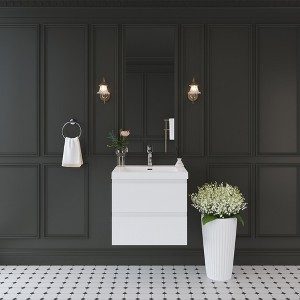 Whisen Floating Wall-Mounted Bathroom Vanity with Resin Sink, Water-Resistant Timber Cabinet and 2 Storage Drawers - 1 of 4