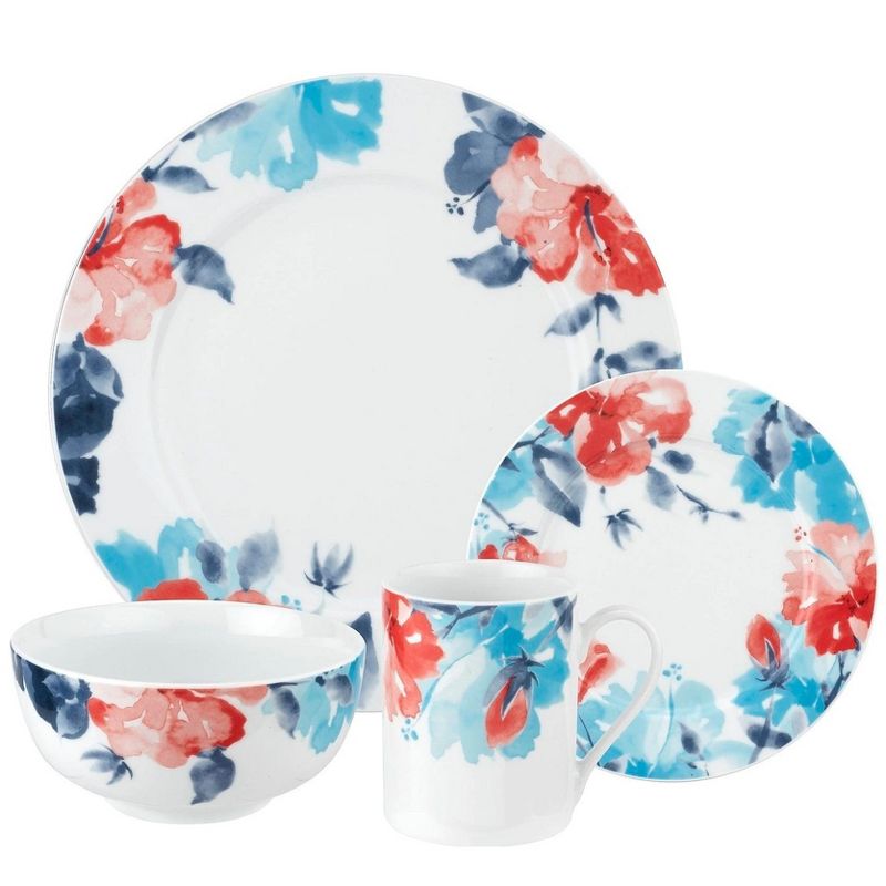 Spode Home Floral Breeze 16 Piece Dinnerware Set with Service for 4  - 10.5" Dinner Plate, 7.5" Salad Plate, 6" Cereal Bowl, 12 oz Mug, 3 of 4