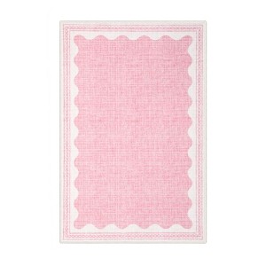 Indoor Modern Washable Area Rugs with Scalloped Print, Ultra Thin Non Slip Throw Carpet for Bedroom Living Room - 1 of 4