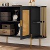 Accent Cabinet With 2 Doors, Storage Cabinet With Open Side Cabinet, Cabinet Coffee Bar Includes An Adjustable Shelf Inside-Cuddlewood - 3 of 4