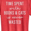 Women's - Instant Message - Time Spent With Books Cats Short Sleeve Graphic T-Shirt - 2 of 4