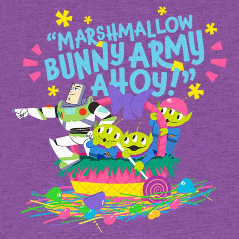 Girl's Toy Story Easter Buzz Lightyear and Aliens Marshmallow Bunny Army Ahoy T-Shirt, 2 of 5