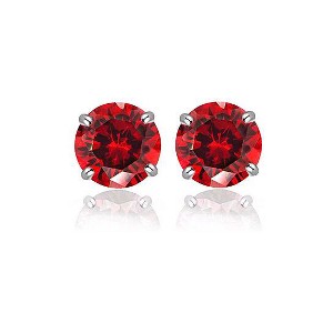 RMZ GOLD NYC Round Garnet Jewel in Yellow and White Stud Earrings (2-Pair) - 1 of 1