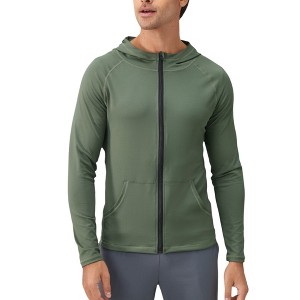 Anna-Kaci Active Men's Fitted Full-Zip Hooded Jacket with Front Pockets and Long Sleeves - 1 of 4
