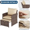 Jojoka 5-Piece Patio Conversation Set with 2 Ottomans and Table,All-Weather PE Rattan Lounge Chairs with Soft Cushions,Brown - 4 of 4