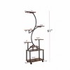 8 Tiered Walnut Wood Plant Stand,Indoor Tall Plant Stand With Grow Light,S-Shaped Corner Plant Planter For Living Room Patio-Coolbibila - 4 of 4