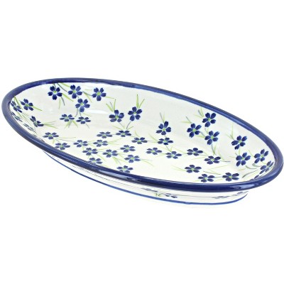 Blue Rose Polish Pottery Willow Small Oval Platter