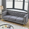 TiramisuBest Velvet Sofa for Living Room,Tufted Square Arm Couch, Modern Couch Upholstered Button and Metal Legs, Sofa Couch for Bedroom, Grey - 2 of 4
