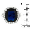Slickblue Women's Deep Blue Sapphire Cocktail Ring, 21.1 Ct Prong Setting, Rhodium Finish, Size 5-10 - 3 of 4