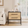 Drawers, Light Wood Bedside Table with Metal Legs, 2 Drawer Sofa Side Table, Rustic Storage Cabinet - 2 of 4