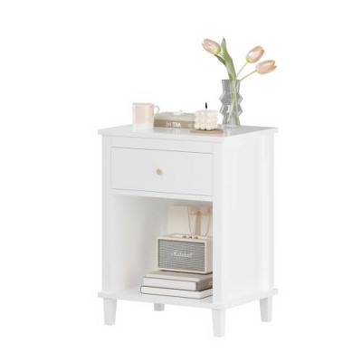 LIVAREEmlen 26.77''H Wooden Nightstand with One Drawer One Shelf for Kids, Adults