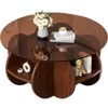 Dolonm 31.5" Round Coffee Table w/4 Storage Shelves: Tempered Glass Top & Walnut MDF Frame, Space-Saving for Small Apartments - 2 of 4