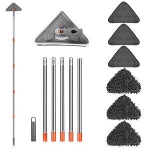 NewHome "21.85" to 82.68" Adjustable Triangle Cleaning Mop with Long Handle, 6 Replacement Pads for Floor, Wall, Window & Ceiling" Grey - 1 of 1