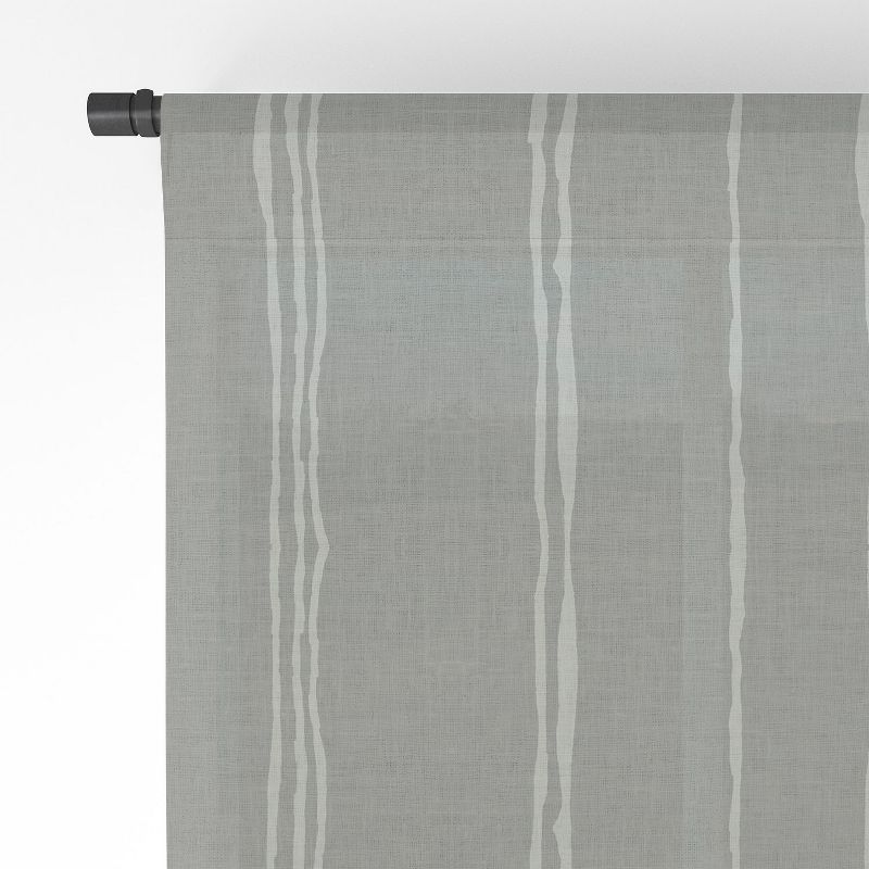 Holli Zollinger Linen Grey Stripe Single Panel Sheer Window Curtain - Deny Designs, 4 of 7