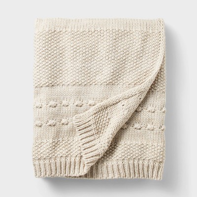 Bobble Striped Knit Throw Blanket Cream - Threshold™ designed with Studio McGee
