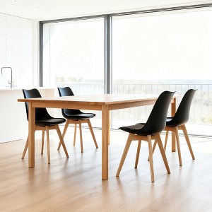 ORRD Set of 4 Medieval Modern Dining Chairs, Black Kitchen & Dining Room Chairs with Wooden Legs - 1 of 4