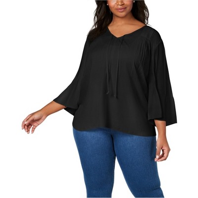 NY Collection Womens Pleated Pullover Blouse
