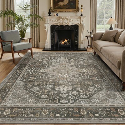 Abynow Medallion Distressed Persian Indoor Area Rug