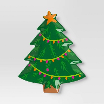 9.38" Christmas Melamine Figural Tree Appetizer Plate Green - Wondershop™