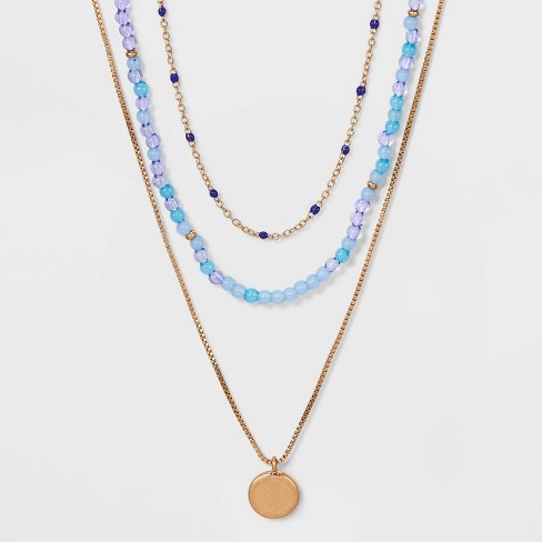 Medallion Layered Beaded Chain Necklace - Universal Thread™ Purple