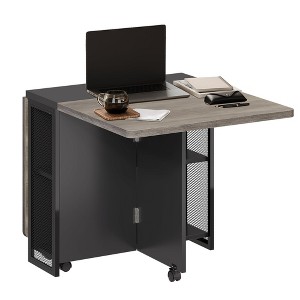 Foldable Dining Table with 6 Wheels,Drop Leaf Design, 2-Layer Storage Shelf, Compact for Small Rooms (Carlo Wood, 47.2" D x 23.6" W x 29.5" H) - 1 of 4
