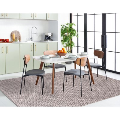 Ivory and Grey Rectangular Flat Woven Wool Cotton Rug, 4' x 6'