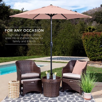 7.5ft Rose Quartz Polyester Outdoor Market Patio Umbrella with Steel Pole