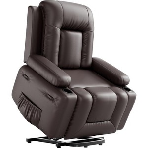 Oversized Power Lift Recliner Chair,Electric Recliner with Heat & Massage,PU Leather Lift Chair with Side Pockets,Cup Holders and Wide Seat for Home - 1 of 4