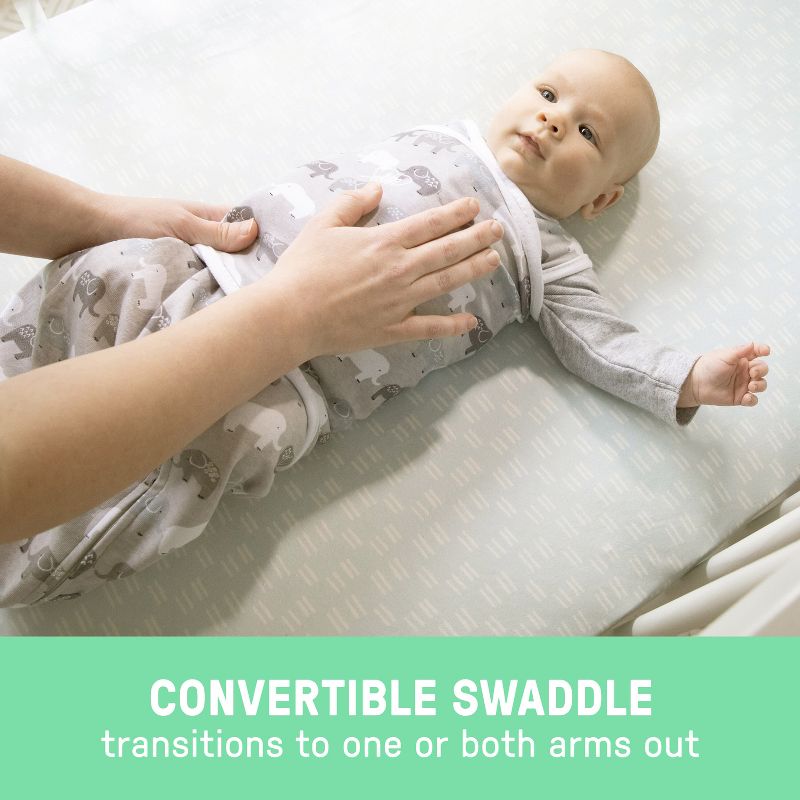 SwaddleMe by Ingenuity Arms Free Convertible Swaddle - Happy Elephants, 3 of 8