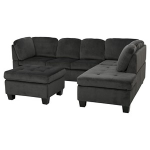 Canterbury 3-piece Fabric Sectional Sofa Set - Charcoal, Christopher Knight Home, Grey