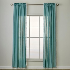 SKL Home By Saturday Knight Ltd Catherine Crochet Window Curtain Panel Pair - 2-Pack - Teal - 1 of 4