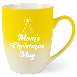 Elanze Designs Mom's Christmas Mug Two Toned Ombre Matte Yellow and White 12 ounce Ceramic Stoneware Coffee Cup Mug - 1 of 4