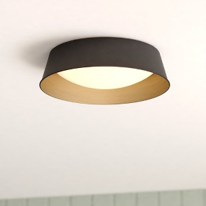 VAXCEL Beacon Hill 13-in W Integrated LED Matte Black and Satin Gold Contemporary Flush Mount Ceiling Light Fixture White Acrylic Diffusor - 1 of 4