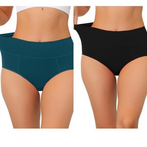 Allegra K Women's High Waist Available in Plus Size Tummy Control Briefs 2 Packs - 1 of 4