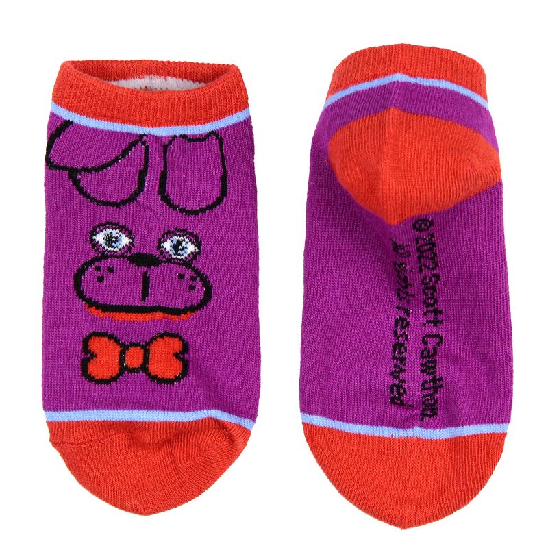 Five Nights at Freddy's Kids Character Designs No-Shoe Ankle Socks 4 Pairs, 10-4 Multicoloured, 5 of 7