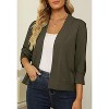 Women's 3/4 Sleeve Open Front Cropped Cardigan Sweater Elegant Shrugs for Women - 2 of 4
