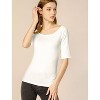 INSPIRE CHIC Women's Half Sleeves Scoop Neck Fitted Layering Soft T-Shirt - 2 of 4