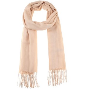 INSPIRE CHIC Gender Neutral Plain Cashmere Imitation Winter Warm Solid Color Fringe Long Scarves 1Pc - 1 of 4