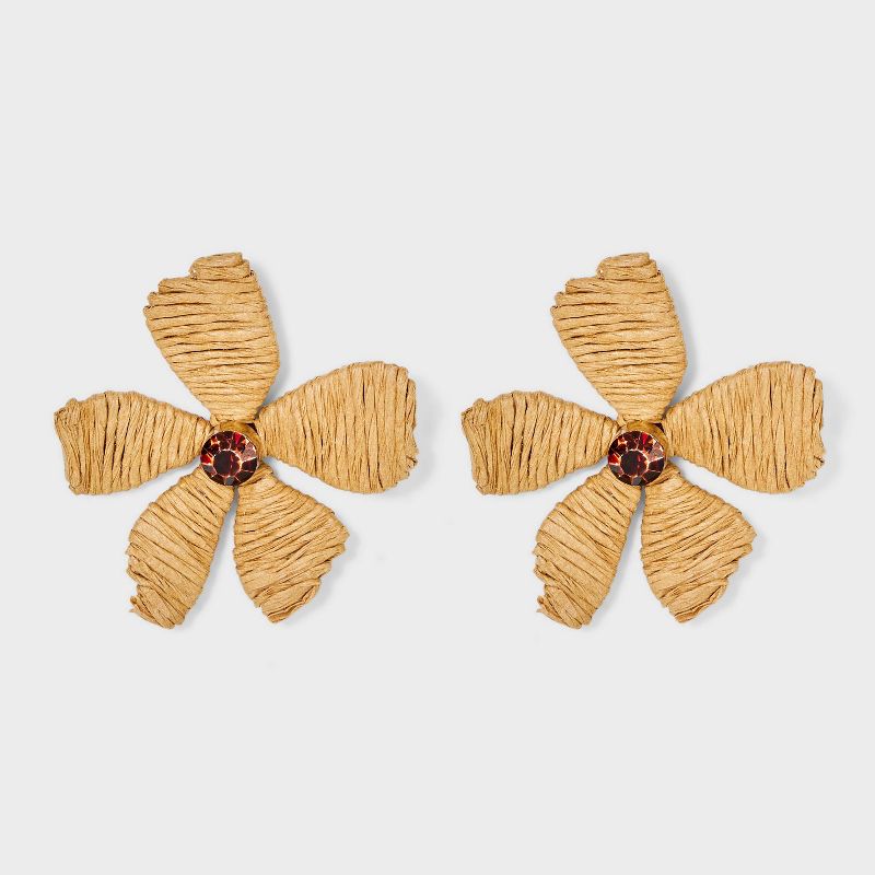 Post Raffia Earrings - A New Day&#8482; Tan/Gold, 1 of 7