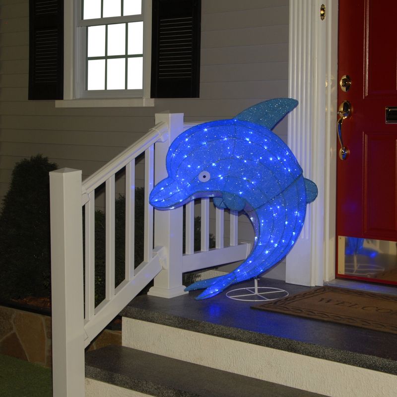 40" LED Blue Dolphin Novelty Sculpture Light Warm White Lights - National Tree Company, 3 of 7